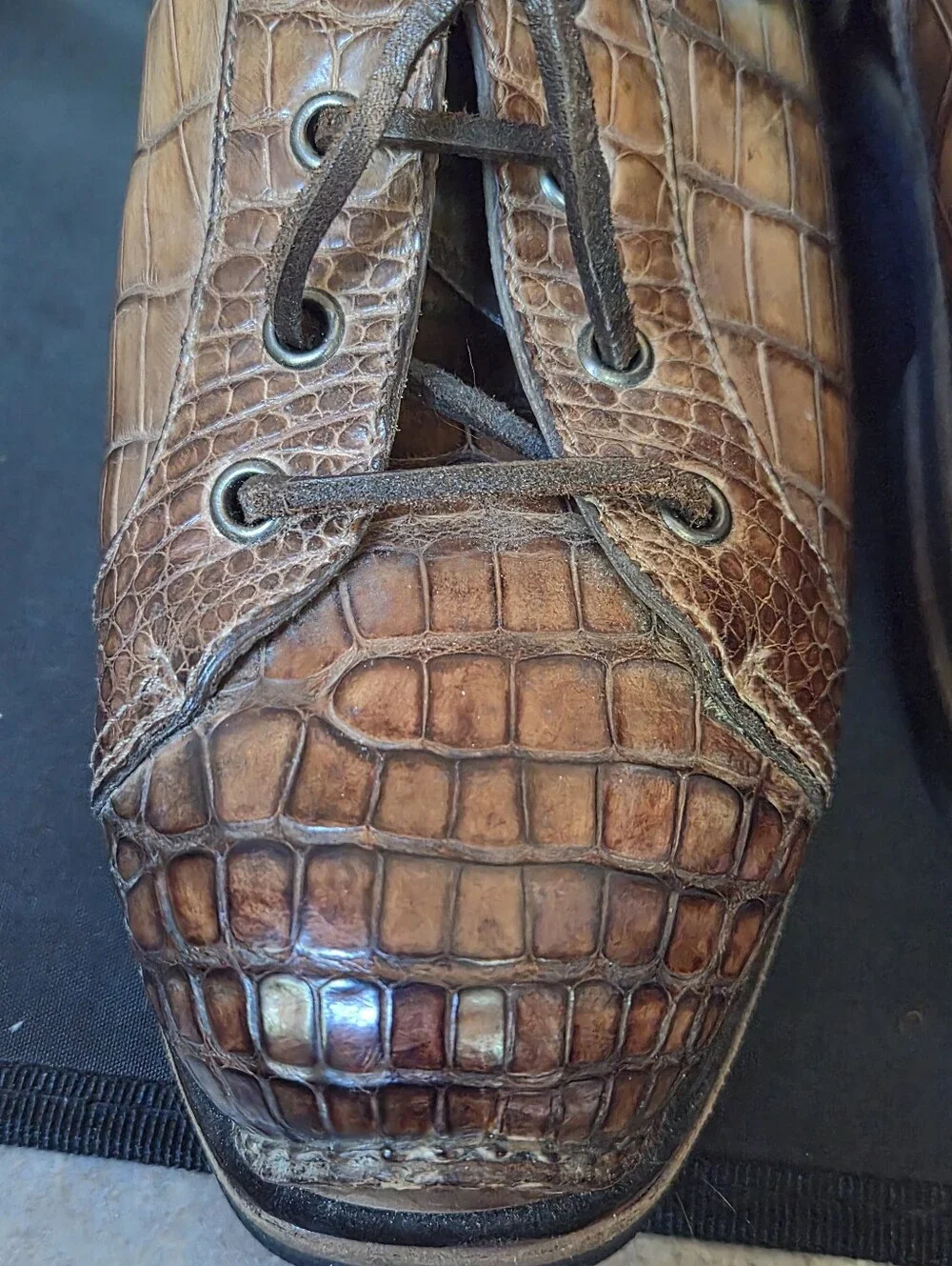 Santoni Luxury Genuine Crocodile Mid-Top Sneaker Boots Cognac Brown Hand-Painted
